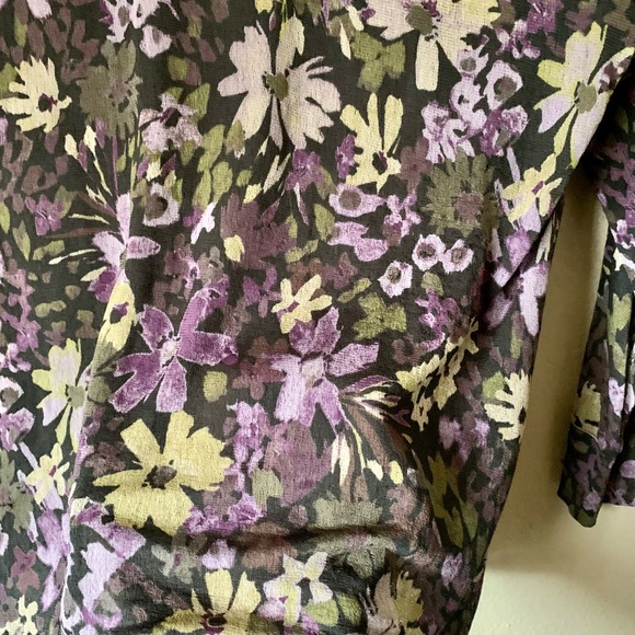 Sigrid Olsen Silk Plum Floral Top Size Medium - Picture 5 of 8